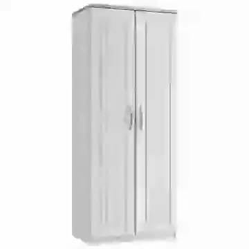 Oak Top Classic Double Wardrobe 2 Door Grey, Ivory, White